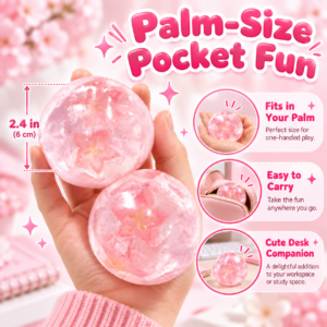 🌸 Pastel Pink Handmade Ball – Translucent Swirl Fidget Toy 🎀