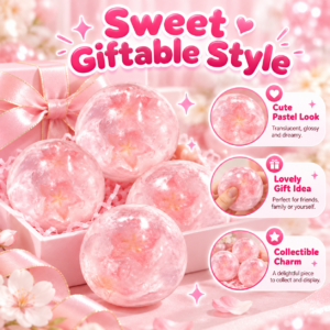 🌸 Pastel Pink Handmade Ball – Translucent Swirl Fidget Toy 🎀