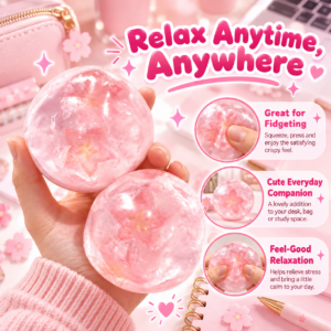 🌸 Pastel Pink Handmade Ball – Translucent Swirl Fidget Toy 🎀