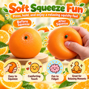 🍊 Squishy Orange Handmade Ball Fidget Toy — Citrus Squeeze Sensory Ball for Kids 🧡