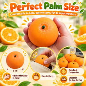 🍊 Squishy Orange Handmade Ball Fidget Toy — Citrus Squeeze Sensory Ball for Kids 🧡