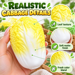 🥬✨ Chinese Cabbage Squishy Toy – Realistic Napa Cabbage Sensory Squeeze Toy, Soft Stress Relief Fidget Collectible