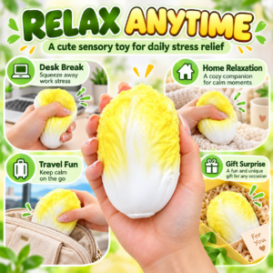🥬✨ Chinese Cabbage Squishy Toy – Realistic Napa Cabbage Sensory Squeeze Toy, Soft Stress Relief Fidget Collectible