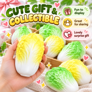 🥬✨ Chinese Cabbage Squishy Toy – Realistic Napa Cabbage Sensory Squeeze Toy, Soft Stress Relief Fidget Collectible