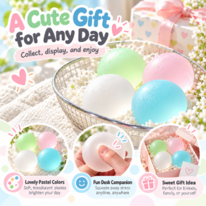 ✨ 6cm Pastel Squishy Balls – Frosted & Transparent Coconut Oil Handmade Stress Balls