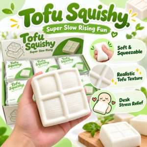 ✨ Tofu Squishy Toy – Super Slow Rising Soft Tofu Block Sensory Squeeze Toy, Cute Stress Relief Fidget Collectible