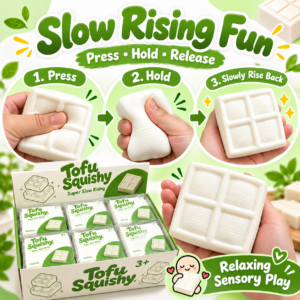 ✨ Tofu Squishy Toy – Super Slow Rising Soft Tofu Block Sensory Squeeze Toy, Cute Stress Relief Fidget Collectible