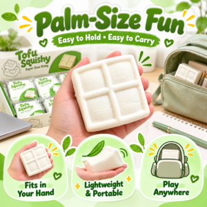 ✨ Tofu Squishy Toy – Super Slow Rising Soft Tofu Block Sensory Squeeze Toy, Cute Stress Relief Fidget Collectible