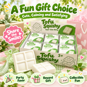 ✨ Tofu Squishy Toy – Super Slow Rising Soft Tofu Block Sensory Squeeze Toy, Cute Stress Relief Fidget Collectible