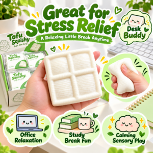 ✨ Tofu Squishy Toy – Super Slow Rising Soft Tofu Block Sensory Squeeze Toy, Cute Stress Relief Fidget Collectible