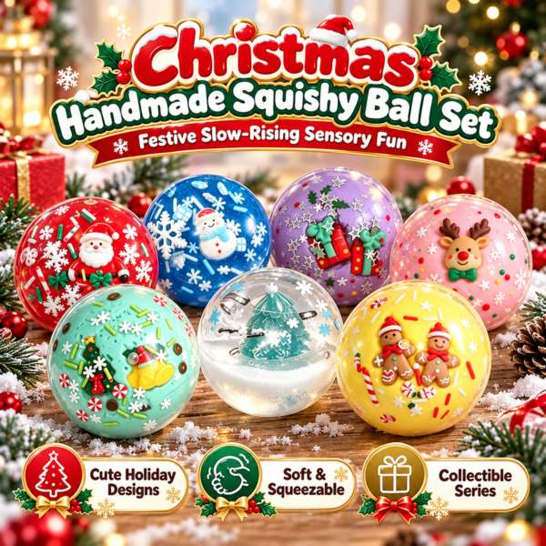 🎄✨ Christmas & Candy Theme Handmade Squeeze Ball Collection – Snowflake, Candy Cane & Donut Designs