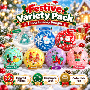 🎄✨ Christmas & Candy Theme Handmade Squeeze Ball Collection – Snowflake, Candy Cane & Donut Designs