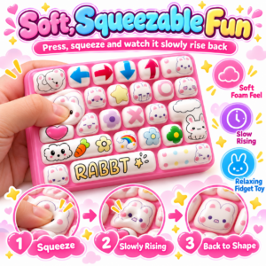 ⌨️🐰 Keyboard-Shaped Squishy Toy – Assorted Rabbit, Fruit & Space Themes