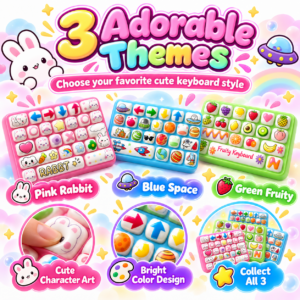 ⌨️🐰 Keyboard-Shaped Squishy Toy – Assorted Rabbit, Fruit & Space Themes