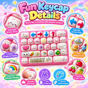 ⌨️🐰 Keyboard-Shaped Squishy Toy – Assorted Rabbit, Fruit & Space Themes