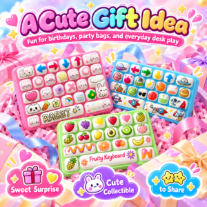 ⌨️🐰 Keyboard-Shaped Squishy Toy – Assorted Rabbit, Fruit & Space Themes