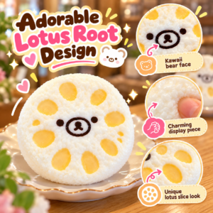 🐻 Squishy Bear Face Lotus Root Slice Keychain Toy 🍡