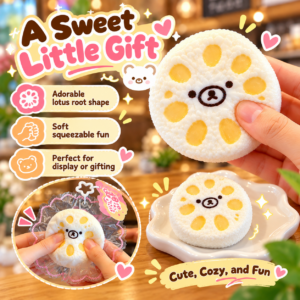🐻 Squishy Bear Face Lotus Root Slice Keychain Toy 🍡