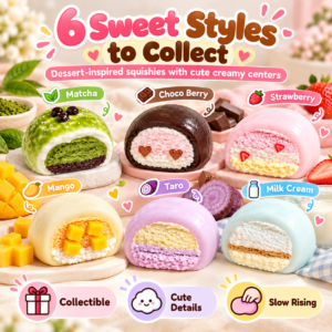 🍡✨ Cut-Away Pastel Mochi Squishy Collection – Kawaii Fidget Toy & Gift Pouch