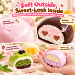 🍡✨ Cut-Away Pastel Mochi Squishy Collection – Kawaii Fidget Toy & Gift Pouch