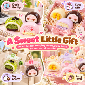 🍡✨ Cut-Away Pastel Mochi Squishy Collection – Kawaii Fidget Toy & Gift Pouch