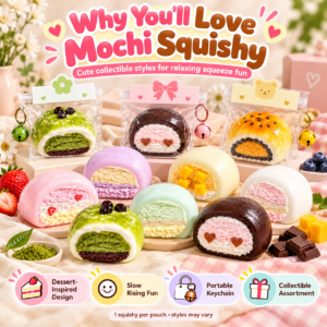 🍡✨ Cut-Away Pastel Mochi Squishy Collection – Kawaii Fidget Toy & Gift Pouch