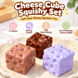 🧀✨ Cheese Block Squishy Cube – Food-Inspired Fidget Toy