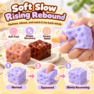 🧀✨ Cheese Block Squishy Cube – Food-Inspired Fidget Toy