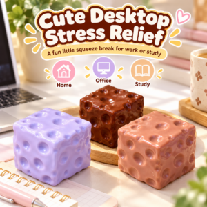 🧀✨ Cheese Block Squishy Cube – Food-Inspired Fidget Toy