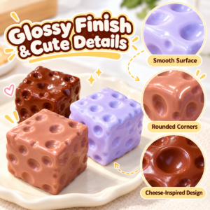 🧀✨ Cheese Block Squishy Cube – Food-Inspired Fidget Toy