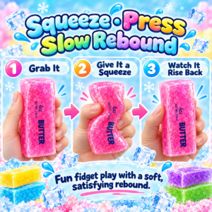 🧈 Squishy Butter & Slushy Ice Block Toy Set – 6-Pack Display Box