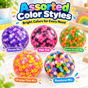 🌈 Cube-Filled Squishy Ball – Colorful Clear Sensory Fidget Toy