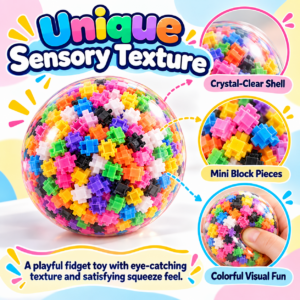 🌈 Cube-Filled Squishy Ball – Colorful Clear Sensory Fidget Toy