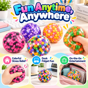 🌈 Cube-Filled Squishy Ball – Colorful Clear Sensory Fidget Toy