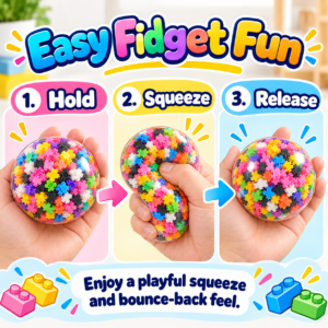 🌈 Cube-Filled Squishy Ball – Colorful Clear Sensory Fidget Toy