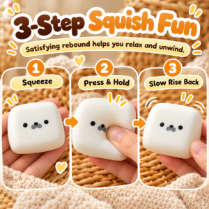 🐾 Milk Brick Seal/Bear Face Squishy Toy – Cube-Shaped Stress Relief Squeeze Toy