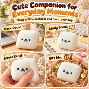 🐾 Milk Brick Seal/Bear Face Squishy Toy – Cube-Shaped Stress Relief Squeeze Toy