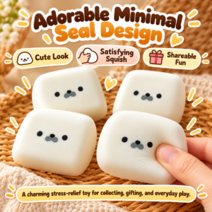 🐾 Milk Brick Seal/Bear Face Squishy Toy – Cube-Shaped Stress Relief Squeeze Toy