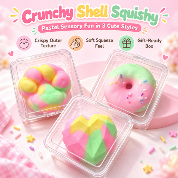 🍩 Pastel Donut Squishy Toy – Dessert-Themed Fidget & Sensory Play