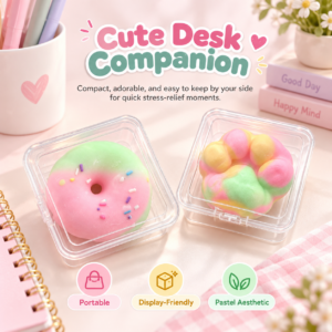 🍩 Pastel Donut Squishy Toy – Dessert-Themed Fidget & Sensory Play