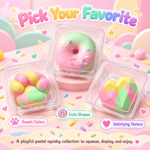 🍩 Pastel Donut Squishy Toy – Dessert-Themed Fidget & Sensory Play