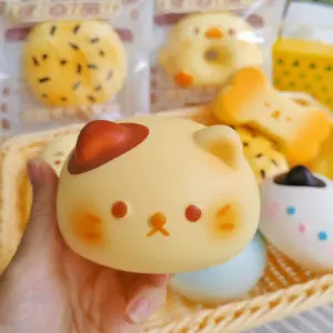 🍞🐱 Kawaii Animal Cheese & Bread Squishy Toy Assortment Product Image