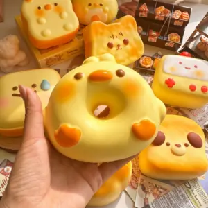 Close-up of squishy toy with rounded edges and shallow indentations