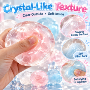 💎 Crystal Handmade Squishy Ball Trio – White, Light Pink & Light Blue Fidget Set